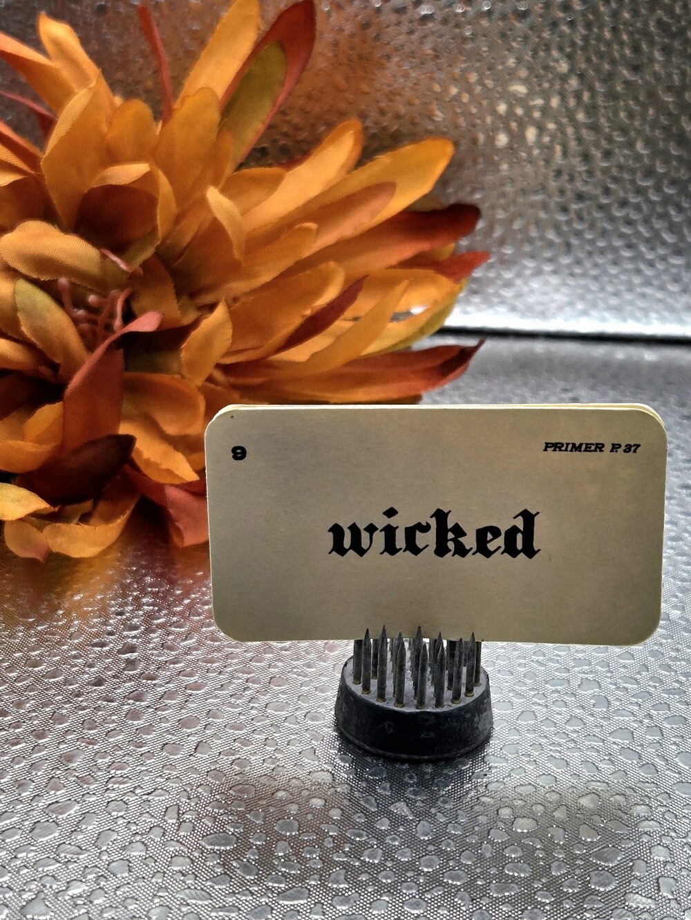 "5/$40" Set Of 2 Small Reversible Halloween Flashcards W/Metal Flower Frog
